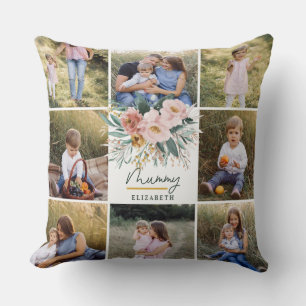 mummie cadeau 8 foto roze meisjesachtig mooi bloem kussen