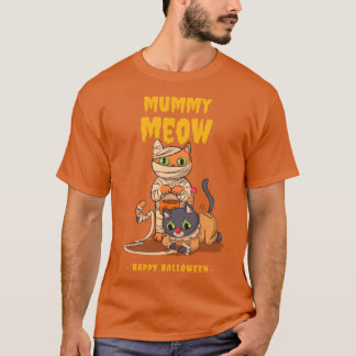 Mummie Meow Halloween Kat Grappig Spookachtig Cute T-shirt