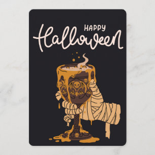 Mummiehand die schedelkelk vasthoudt Fijne Hallowe Feestdagenkaart