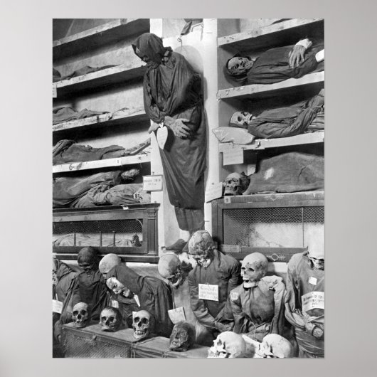 Mummies in de catacomb Palermo, Italië Poster (Voorkant)