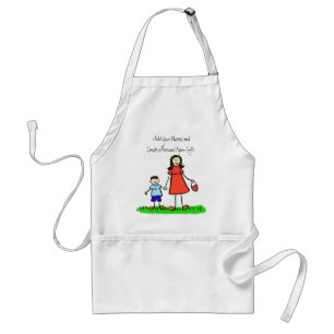 Mummy and Me Apron (Brunette - Aangepaste namen) Standaard Schort