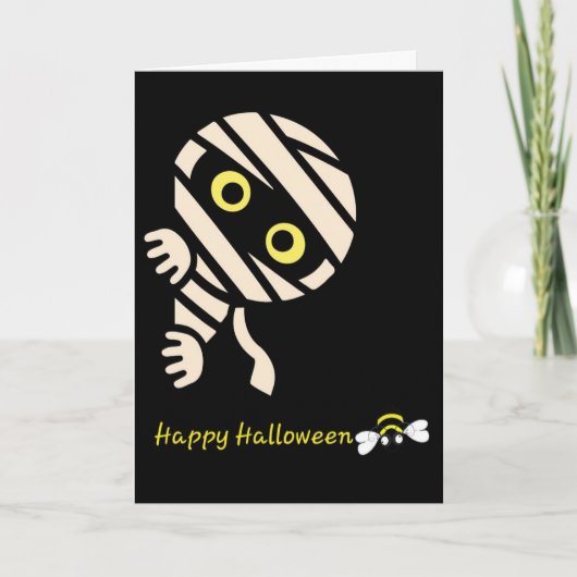 Mummy Bee “Happy Halloween” Card (Inside Message) Kaart (Voorkant)