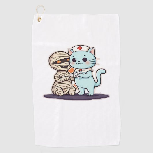 Mummy Boo-Boo Nurse Cat to the Rescue! Klassieke T Golfhanddoek (Voorkant)
