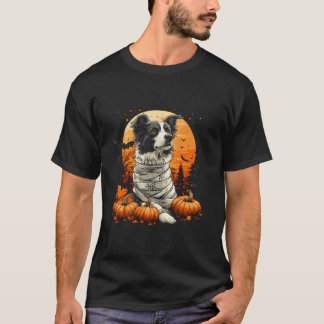 Mummy Border Collie Pumpkin Scary Halloween Dog Lo T-shirt