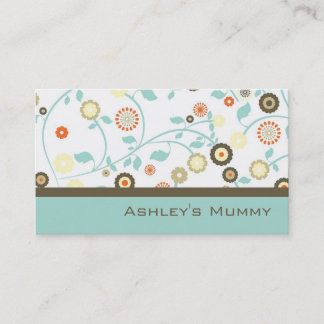Mummy Calling Card Flowers Green Brown Modern Contactkaartje