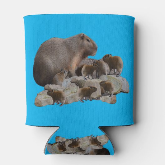 Mummy Capybara met baby's, Koelbox Blikjeskoeler (Achterkant)