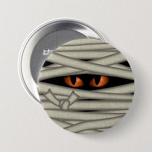 Mummy Eyes Oranje ID685 Ronde Button 7,6 Cm (Voorkant /achterkant)