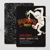 Mummy Halloween Birthday Party Invitation Kaart (Voorkant / Achterkant)