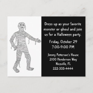 Mummy Halloween Party Invitation Kaart