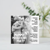 Mummy Masquerade Halloween Party Invitation Kaart (Staand voorkant)