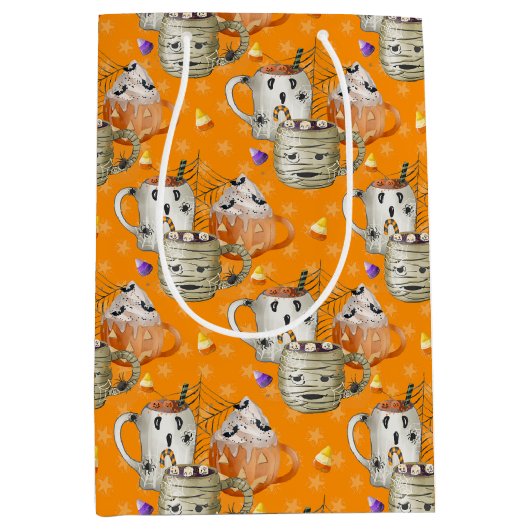 Mummy Mok Halloween Pattern Medium Cadeauzakje (Voorkant)