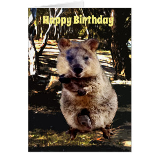 Mummy Quokka Waterverf, Birthday Kaart