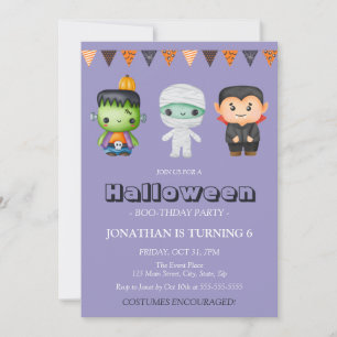 Mummy Vampire Monster Kinder Halloween Verjaardag Kaart
