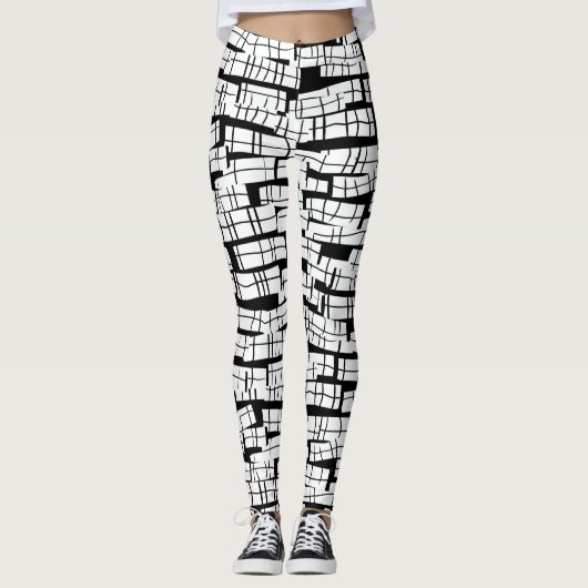 Mummy Wrap Bandages Halloween Wit & Zwart Leggings (Voorkant)