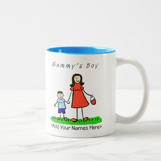 Mummy's Boy - Brunette Mère & Fils Custom Mug (Droit)