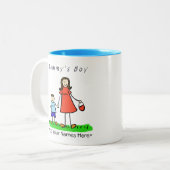 Mummy's Boy - Brunette Moeder & Son Custom Mok (Voorkant links)