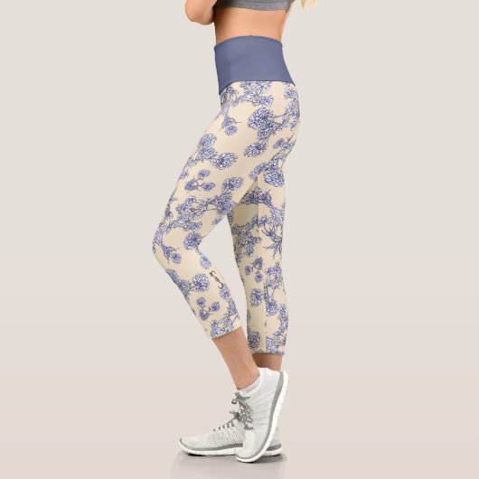 Mums Flower Overlay Lace 2 Capri Leggings (Gauche)