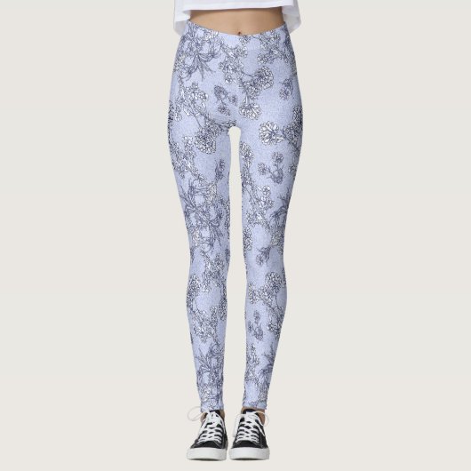 Mums Flower Overlay Lace Art Leggings (Voorkant)