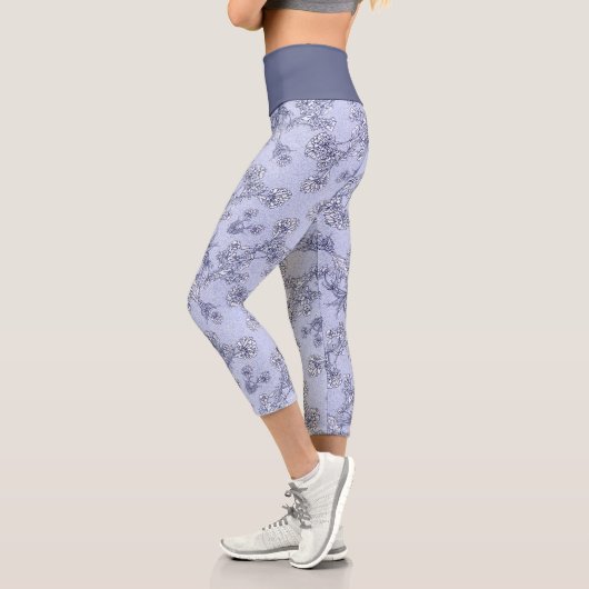 Mums Flower Overlay Lace Capri Leggings (Gauche)