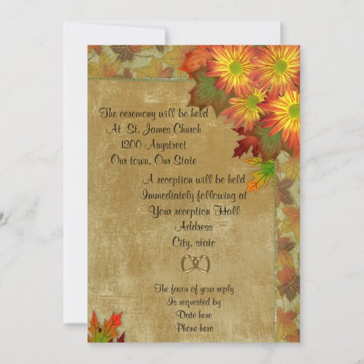 Mums mariage de automne Invitation (Dos)