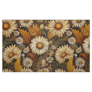 Mums vintages anciens et tissu de marguerites