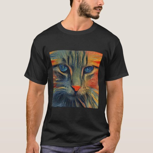Munch Cat Basic Dark T-Shirt (Voorkant)