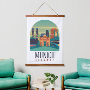 München Bavaria Duitsland Vintage Travel Hangend Wandkleed