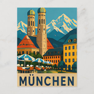 🏔️ MÜNCHEN — Beierse Torens & Alpen Horizonten Briefkaart