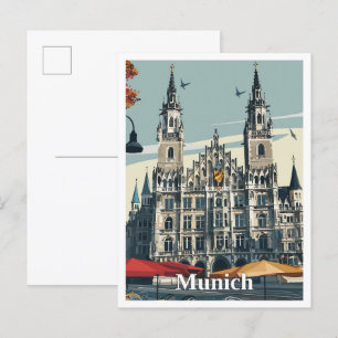 München Duitsland Art Vintage Travel Briefkaart