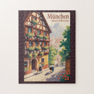 München Duitsland Beieren Illustratie Reizen Kunst Legpuzzel