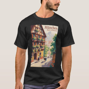 München Duitsland Beieren Illustratie Reizen Kunst T-shirt