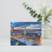 München, Duitsland Downtown in de avond Briefkaart (Staand voorkant)