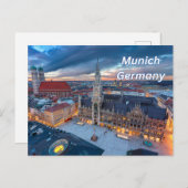 München, Duitsland Downtown in de avond Briefkaart (Voorkant / Achterkant)