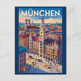 München Duitsland Illustratie Reis Kunst Vintage Briefkaart