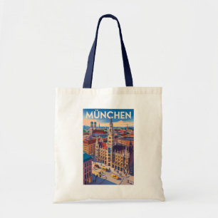 München Duitsland Illustratie Reis Kunst Vintage Tote Bag