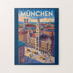 München Duitsland Illustratie Reizen Kunst Vintage Legpuzzel