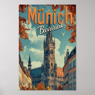München Duitsland Kunst Reizen Illustratie Poster