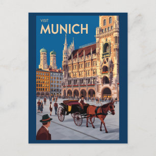 München Duitsland Marienplatz Reizen Kunst Vintage Briefkaart