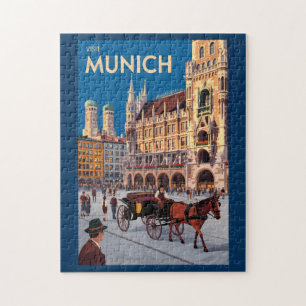 München Duitsland Marienplatz Reizen Kunst Vintage Legpuzzel