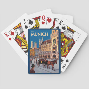 München Duitsland Marienplatz Reizen Kunst Vintage Pokerkaarten