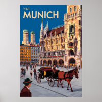 München Duitsland Marienplatz Reizen Kunst Vintage