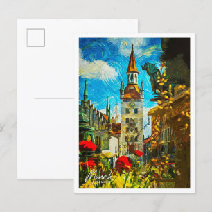 München Duitsland Mooi olieverflandschap Briefkaart