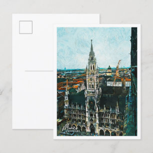 München Duitsland Mooie olieverfstad Briefkaart