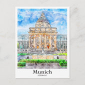 München Duitsland Reizen Waterverf Hand getekend Briefkaart (Voorkant)