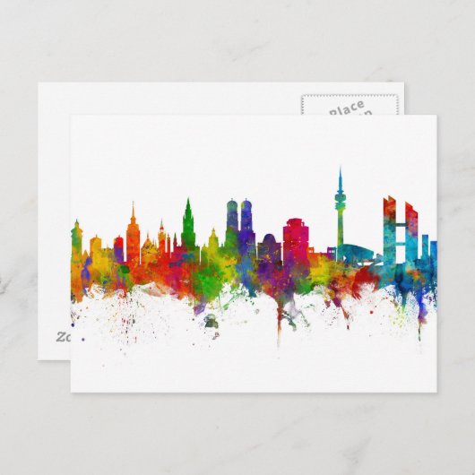 München Duitsland Skyline München Briefkaart (Voorkant / Achterkant)