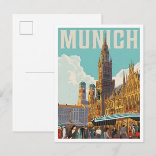 München Duitsland Vintage Kunst Reizen Briefkaart