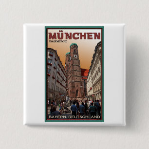 München - Frauenkirche Vierkante Button 5,1 Cm