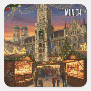 München Marienplatz Duitsland Kerstmarkt Vierkante Sticker