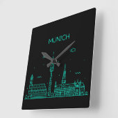 Munchen silhouet vierkante klok (Hoek)