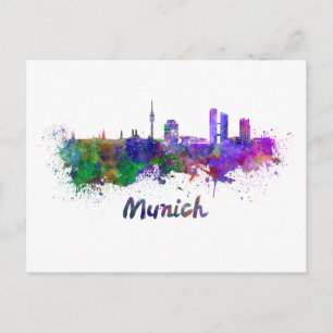 München skyline in waterverf briefkaart